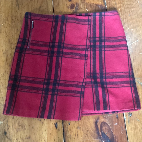 Wool Blend Faux Wrap Plaid Skirt Women's Size 8 - Picture 6 of 12